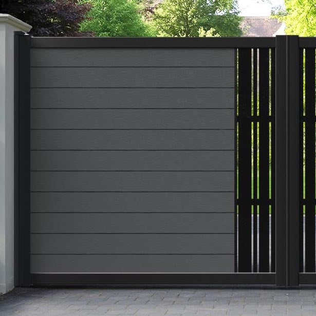 Fusion Linea Straight Top Driveway Gate - Dark Grey - Middle Screen