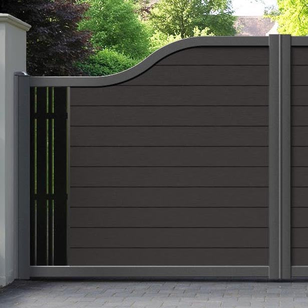 Fusion Linea Curved Top Driveway Gate - Dark Oak - End Screen