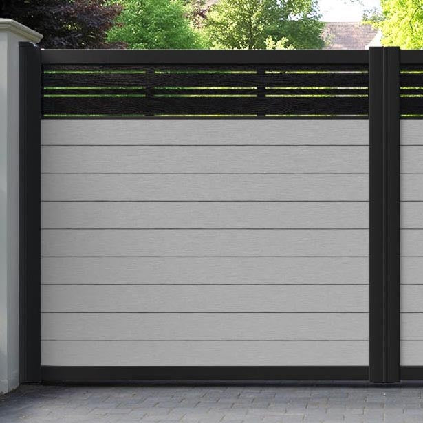 Fusion Linea Straight Top Driveway Gate - Light Grey - Top Screen