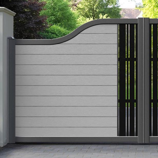 Fusion Linea Curved Top Driveway Gate - Light Grey - Middle Screen