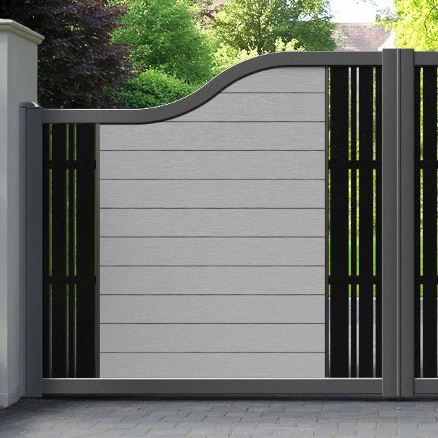 Fusion Linea Curved Top Driveway Gate - Light Grey - Middle & End Screen