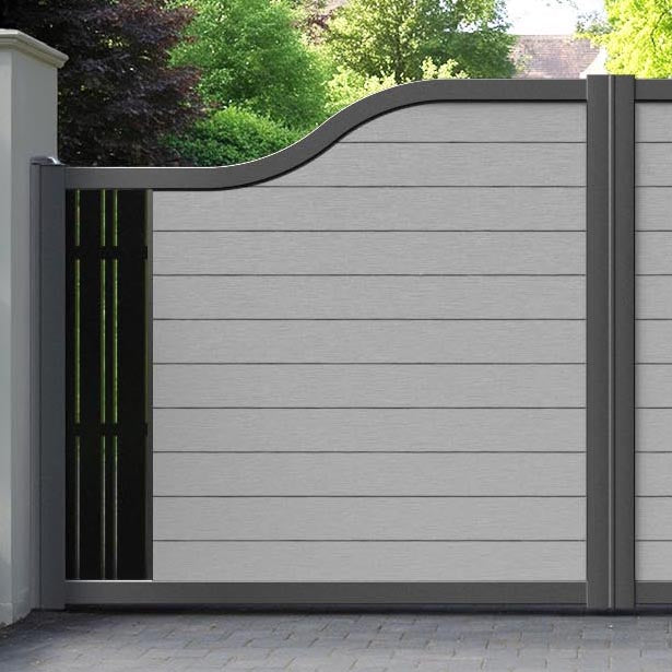 Fusion Linea Curved Top Driveway Gate - Light Grey - End Screen