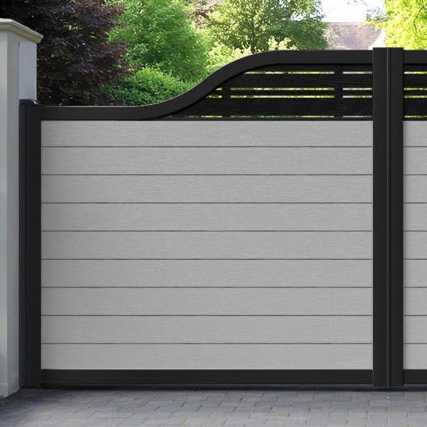 Fusion Linea Curved Top Driveway Gate - Light Grey - Top Screen