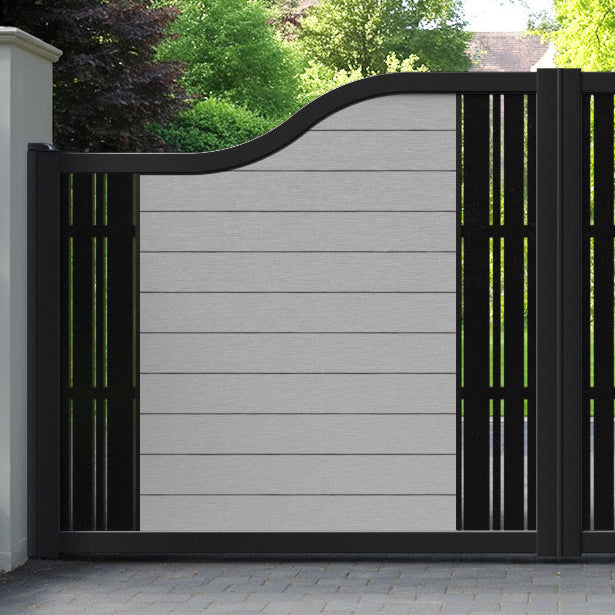 Fusion Linea Curved Top Driveway Gate - Light Grey - Middle & End Screen
