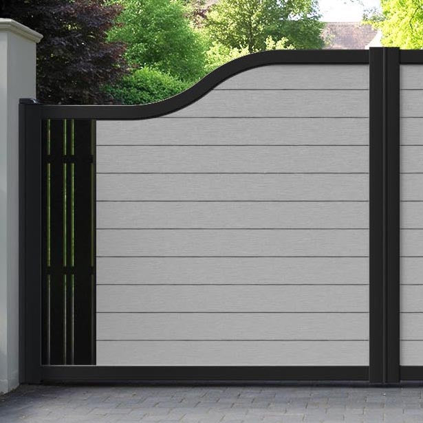 Fusion Linea Curved Top Driveway Gate - Light Grey - End Screen