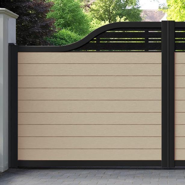 Fusion Linea Curved Top Driveway Gate - Light Oak - Top Screen