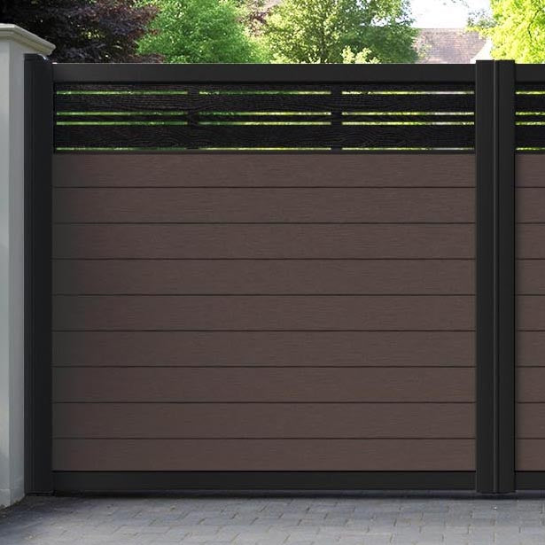 Fusion Linea Straight Top Driveway Gate - Mid Brown - Top Screen