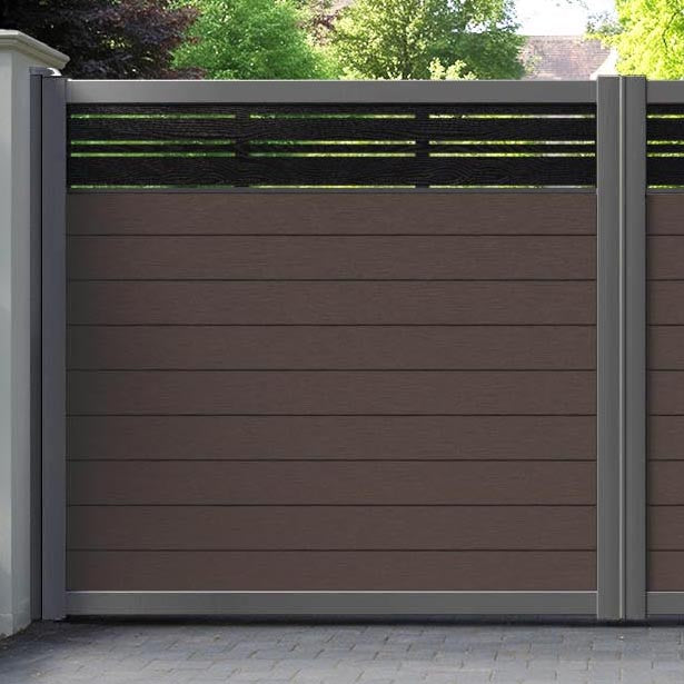 Fusion Linea Straight Top Driveway Gate - Mid Brown - Top Screen