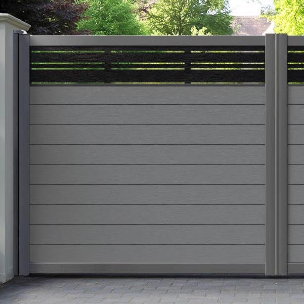 Fusion Linea Straight Top Driveway Gate - Mid Grey - Top Screen