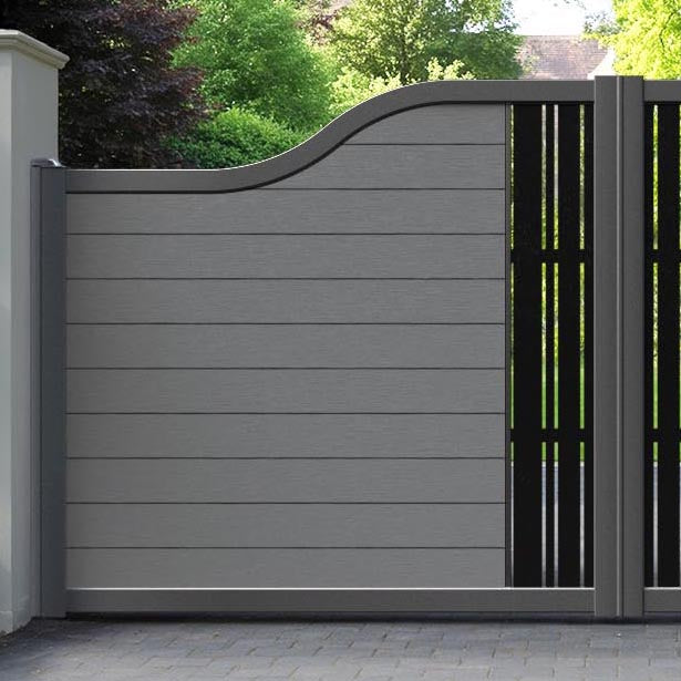 Fusion Linea Curved Top Driveway Gate - Mid Grey - Middle Screen