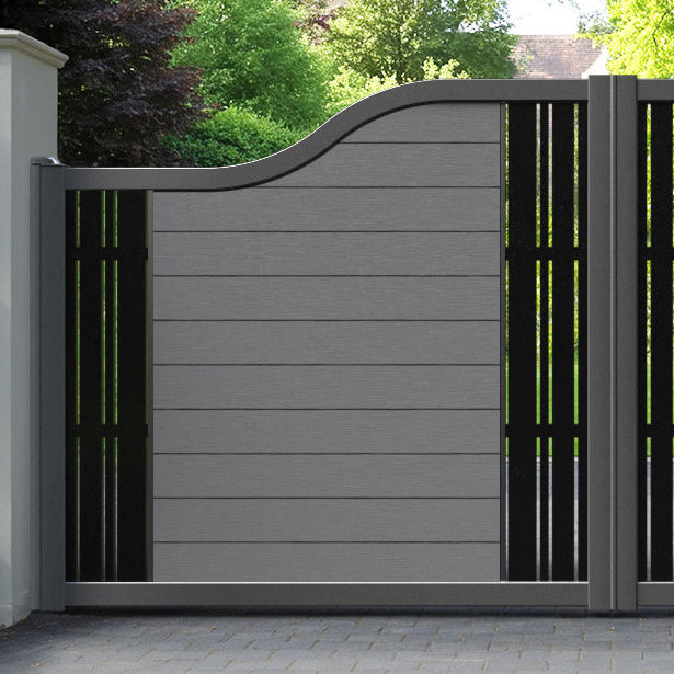 Fusion Linea Curved Top Driveway Gate - Mid Grey - Middle & End Screen