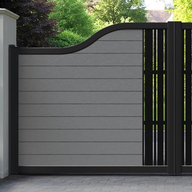 Fusion Linea Curved Top Driveway Gate - Mid Grey - Middle Screen