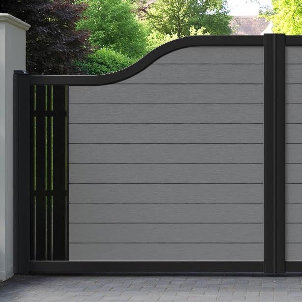 Fusion Linea Curved Top Driveway Gate - Mid Grey - End Screen