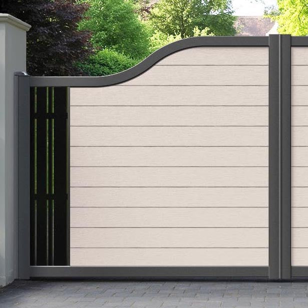 Fusion Linea Curved Top Driveway Gate - Mid Stone - End Screen