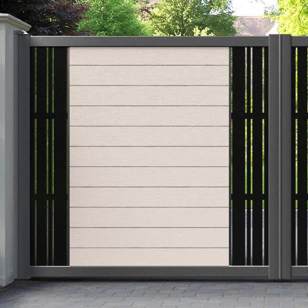 Fusion Linea Straight Top Driveway Gate - Mid Stone - Middle & End Screen