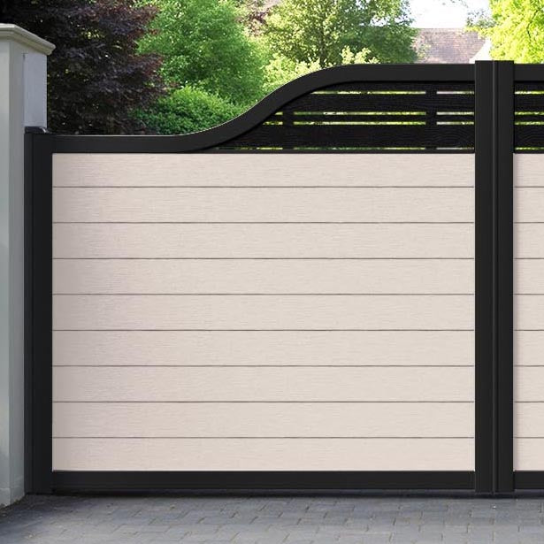 Fusion Linea Curved Top Driveway Gate - Mid Stone - Top Screen