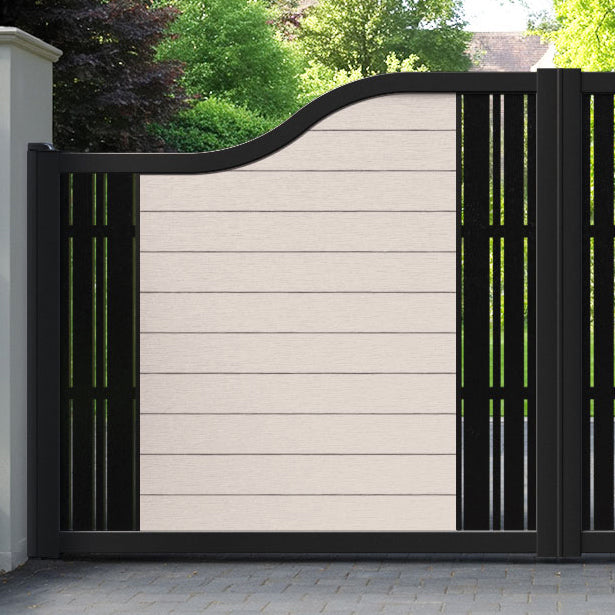 Fusion Linea Curved Top Driveway Gate - Mid Stone - Middle & End Screen