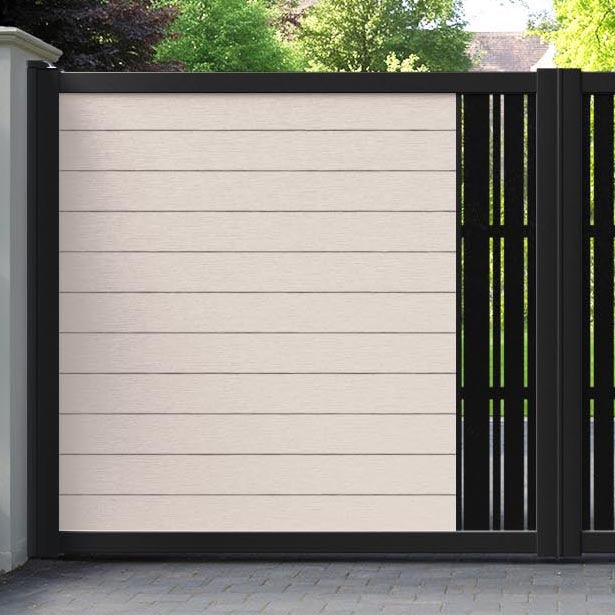 Fusion Linea Straight Top Driveway Gate - Mid Stone - Middle Screen
