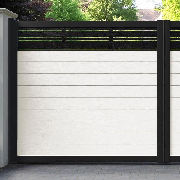 Fusion Linea Straight Top Driveway Gate - Light Stone - Top Screen