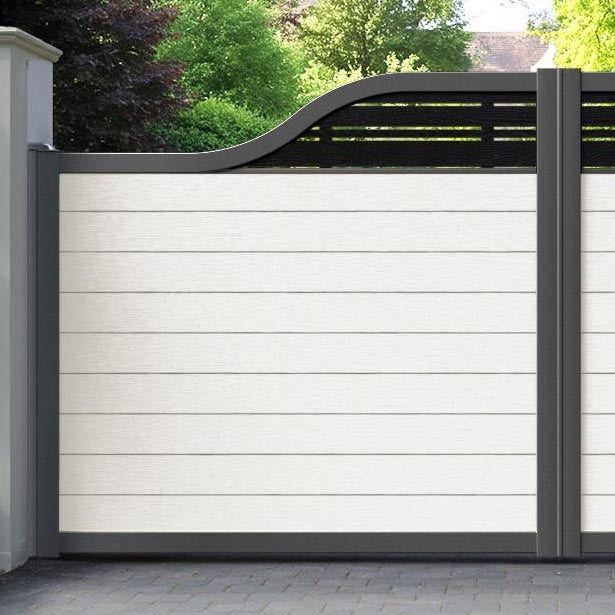 Fusion Linea Curved Top Driveway Gate - Light Stone - Top Screen