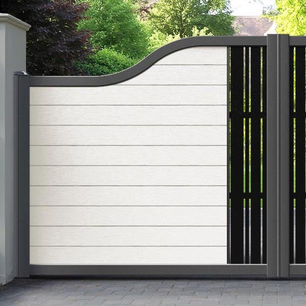 Fusion Linea Curved Top Driveway Gate - Light Stone - Middle Screen