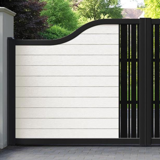 Fusion Linea Curved Top Driveway Gate - Light Stone - Middle Screen
