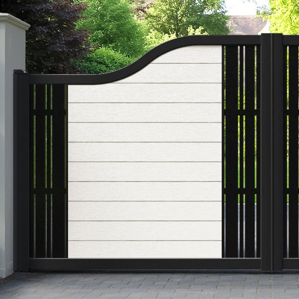 Fusion Linea Curved Top Driveway Gate - Light Stone - Middle & End Screen
