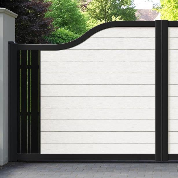 Fusion Linea Curved Top Driveway Gate - Light Stone - End Screen