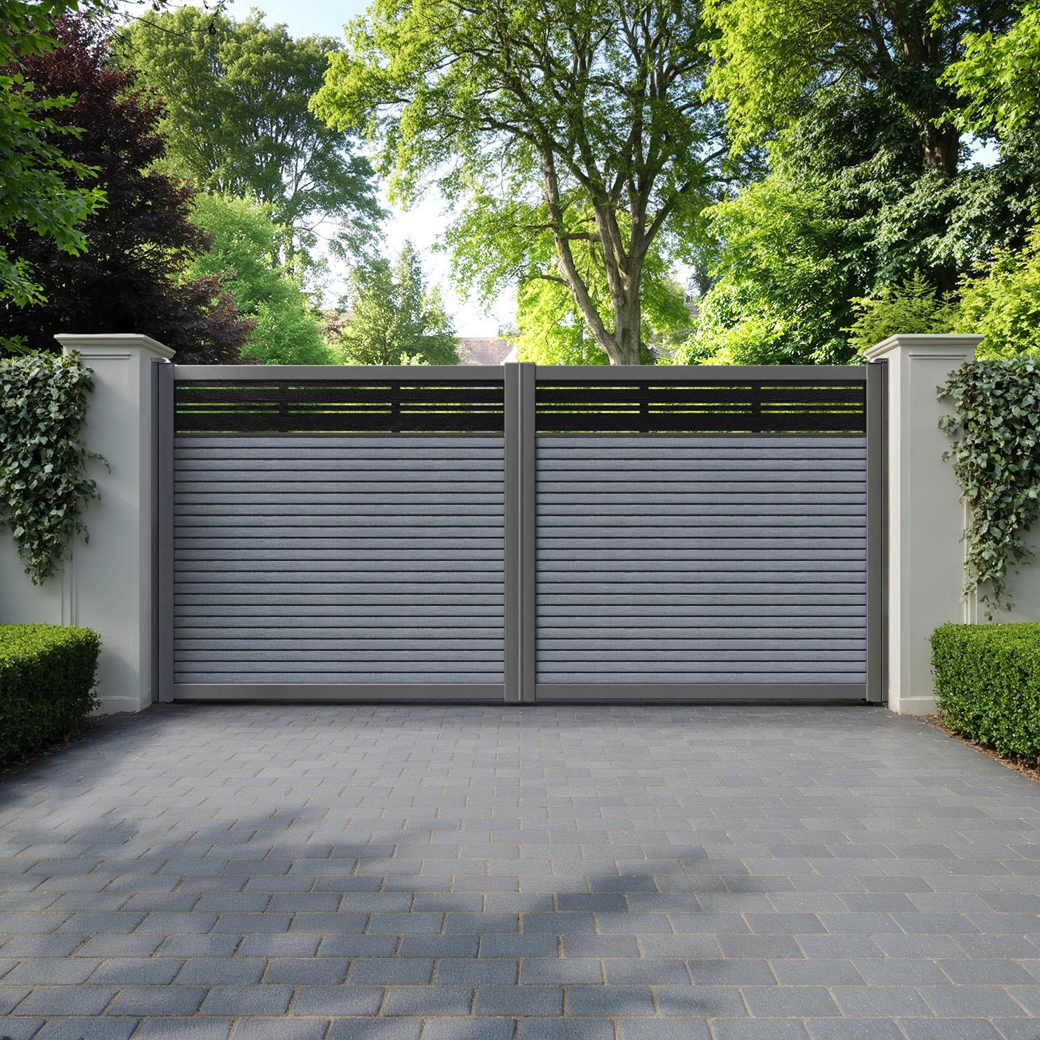 Hudson Linea Straight Top Driveway Gate - Anthracite - Top Screen