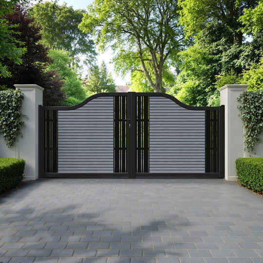 Hudson Linea Curved Top Driveway Gate - Anthracite - Middle & End Screen