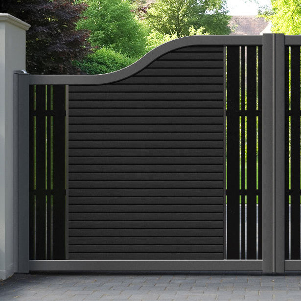 Hudson Linea Curved Top Driveway Gate - Black - Middle & End Screen