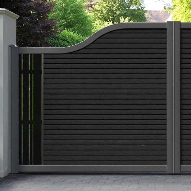 Hudson Linea Curved Top Driveway Gate - Black - End Screen