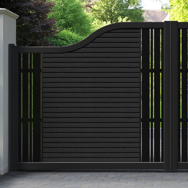 Hudson Linea Curved Top Driveway Gate - Black - Middle & End Screen