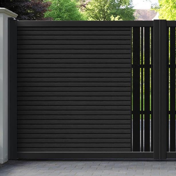 Hudson Linea Straight Top Driveway Gate - Black - Middle Screen