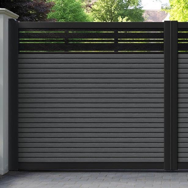 Hudson Linea Straight Top Driveway Gate - Dark Grey - Top Screen