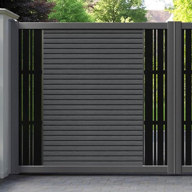 Hudson Linea Straight Top Driveway Gate - Dark Grey - Middle & End Screen