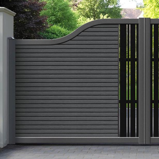 Hudson Linea Curved Top Driveway Gate - Dark Grey - Middle Screen