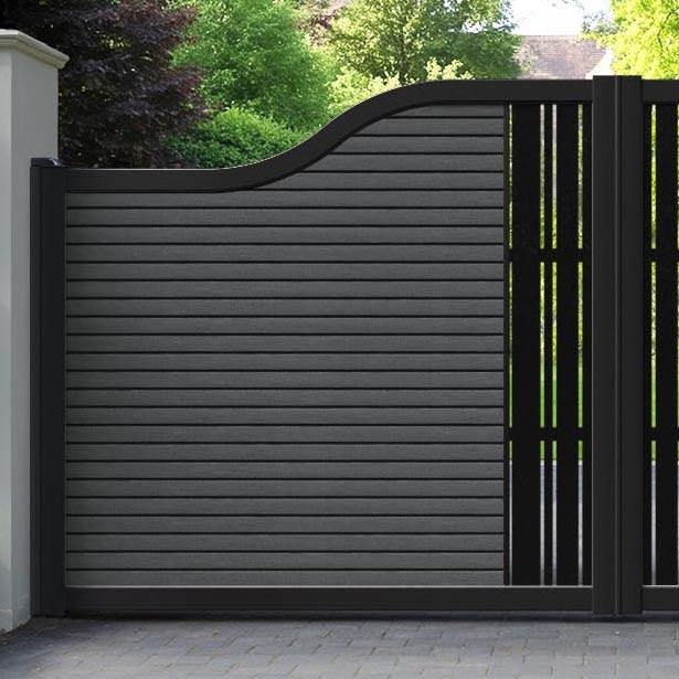 Hudson Linea Curved Top Driveway Gate - Dark Grey - Middle Screen
