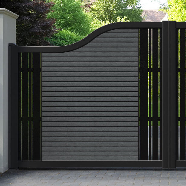 Hudson Linea Curved Top Driveway Gate - Dark Grey - Middle & End Screen