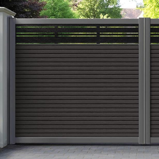 Hudson Linea Straight Top Driveway Gate - Dark Oak - Top Screen