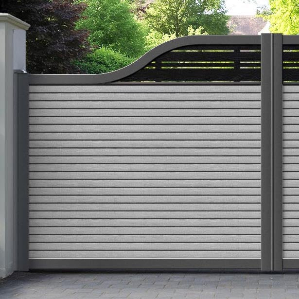 Hudson Linea Curved Top Driveway Gate - Light Grey - Top Screen