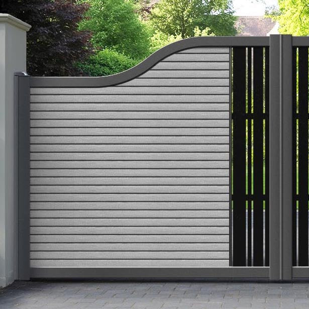 Hudson Linea Curved Top Driveway Gate - Light Grey - Middle Screen