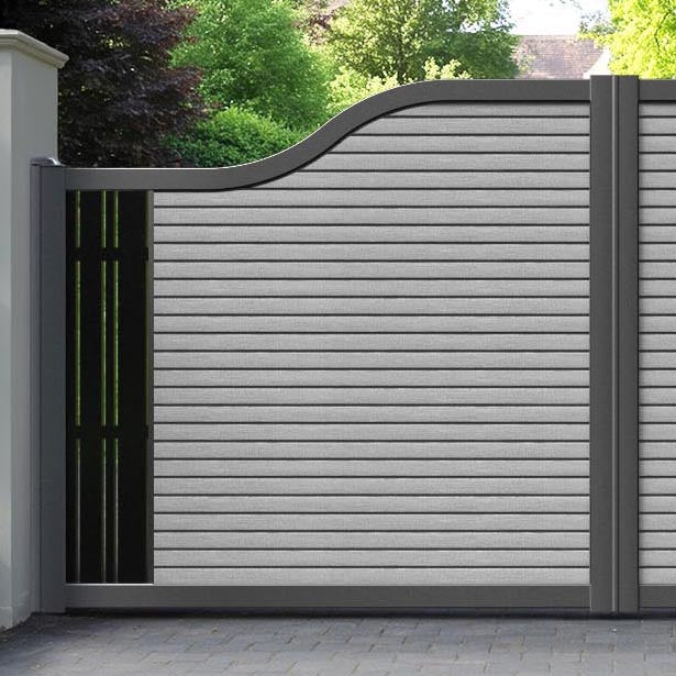 Hudson Linea Curved Top Driveway Gate - Light Grey - End Screen