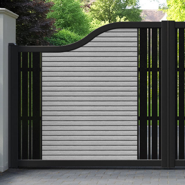 Hudson Linea Curved Top Driveway Gate - Light Grey - Middle & End Screen