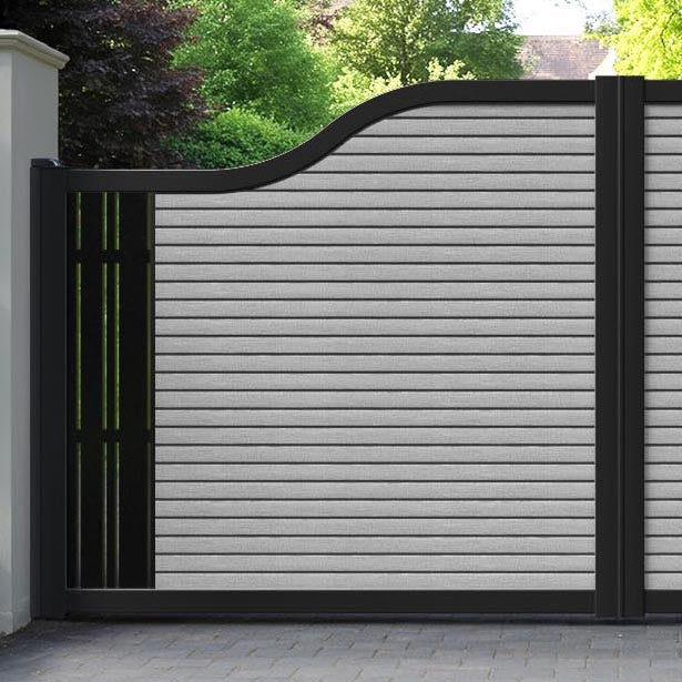 Hudson Linea Curved Top Driveway Gate - Light Grey - End Screen