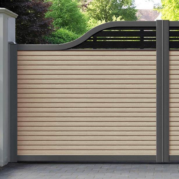 Hudson Linea Curved Top Driveway Gate - Light Oak- Top Screen