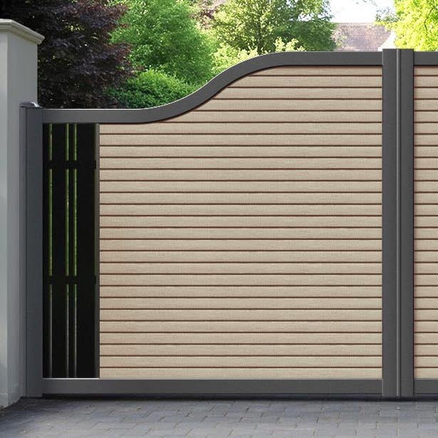 Hudson Linea Curved Top Driveway Gate - Light Oak- End Screen