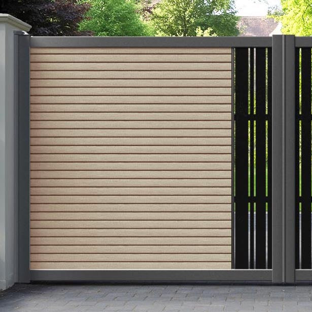 Hudson Linea Straight Top Driveway Gate - Light Oak - Middle Screen