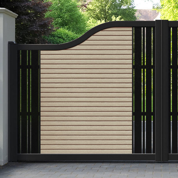 Hudson Linea Curved Top Driveway Gate - Light Oak- Middle & End Screen
