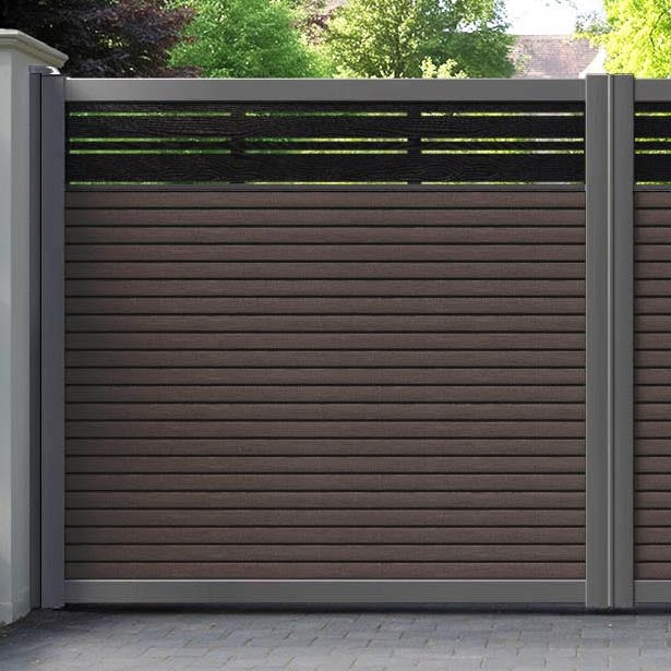 Hudson Linea Straight Top Driveway Gate - Mid Brown - Top Screen